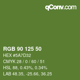 Código de color: RGB 90 125 50 | qconv.com