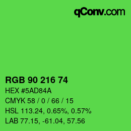 カラーコード: RGB 90 216 74 | qconv.com