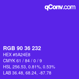 カラーコード: RGB 90 36 232 | qconv.com