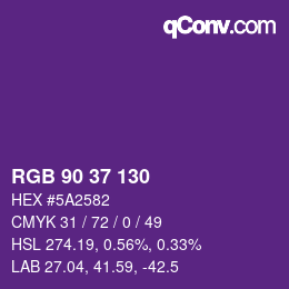 Color code: RGB 90 37 130 | qconv.com