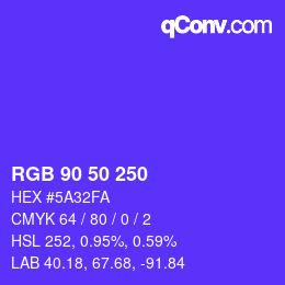 Code couleur: RGB 90 50 250 | qconv.com