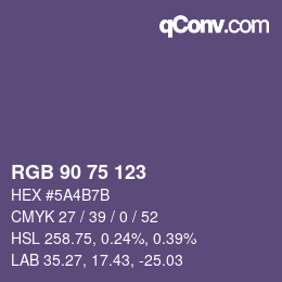 Color code: RGB 90 75 123 | qconv.com