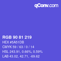 カラーコード: RGB 90 81 219 | qconv.com