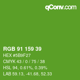 Farbcode: RGB 91 159 39 | qconv.com