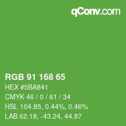 Color code: RGB 91 168 65 | qconv.com