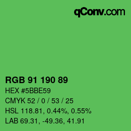 Color code: RGB 91 190 89 | qconv.com