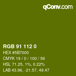 Code couleur: RGB 91 112 0 | qconv.com