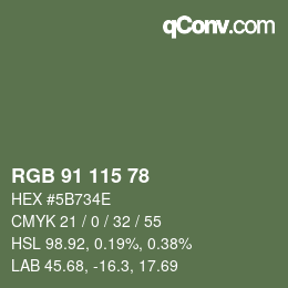 Color code: RGB 91 115 78 | qconv.com