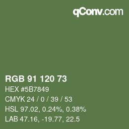 Color code: RGB 91 120 73 | qconv.com