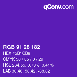 Code couleur: RGB 91 28 182 | qconv.com