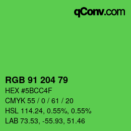 Color code: RGB 91 204 79 | qconv.com