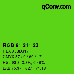 Farbcode: RGB 91 211 23 | qconv.com