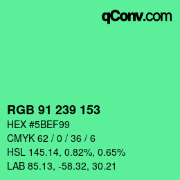 Código de color: RGB 91 239 153 | qconv.com