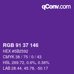 Color code: RGB 91 37 146 | qconv.com