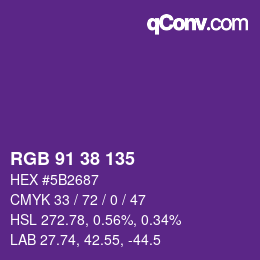 Color code: RGB 91 38 135 | qconv.com