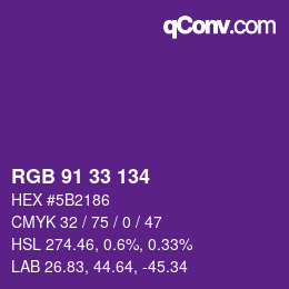 Color code: RGB 91 33 134 | qconv.com