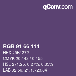 Color code: RGB 91 66 114 | qconv.com