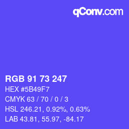 カラーコード: RGB 91 73 247 | qconv.com