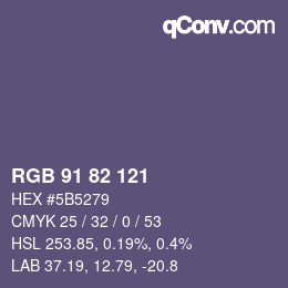 カラーコード: RGB 91 82 121 | qconv.com