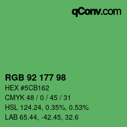 Color code: RGB 92 177 98 | qconv.com