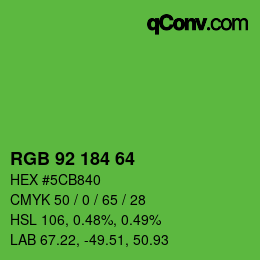 Color code: RGB 92 184 64 | qconv.com