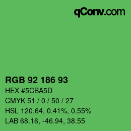 カラーコード: RGB 92 186 93 | qconv.com