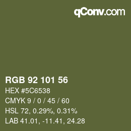 Código de color: RGB 92 101 56 | qconv.com