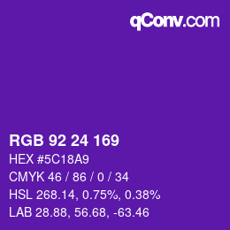 Code couleur: RGB 92 24 169 | qconv.com