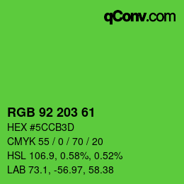 Código de color: RGB 92 203 61 | qconv.com