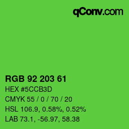 Código de color: RGB 92 203 61 | qconv.com