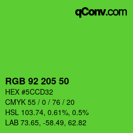 カラーコード: RGB 92 205 50 | qconv.com