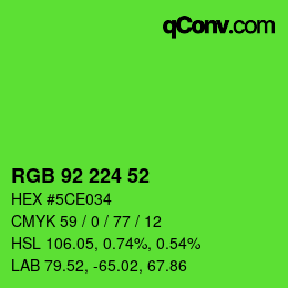 Color code: RGB 92 224 52 | qconv.com