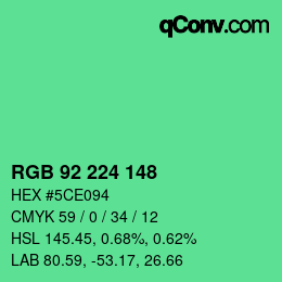 Color code: RGB 92 224 148 | qconv.com