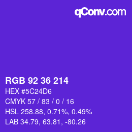 Color code: RGB 92 36 214 | qconv.com