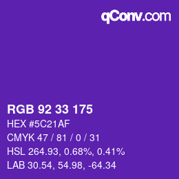 Farbcode: RGB 92 33 175 | qconv.com