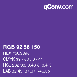 カラーコード: RGB 92 56 150 | qconv.com