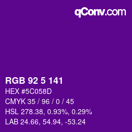 Code couleur: RGB 92 5 141 | qconv.com