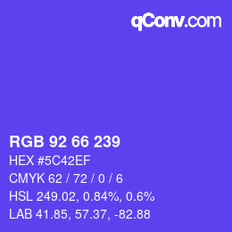 Code couleur: RGB 92 66 239 | qconv.com