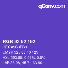 Color code: RGB 92 62 192 | qconv.com