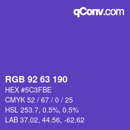 カラーコード: RGB 92 63 190 | qconv.com