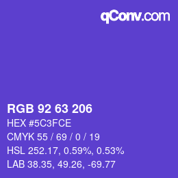 Code couleur: RGB 92 63 206 | qconv.com