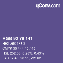 Code couleur: RGB 92 79 141 | qconv.com