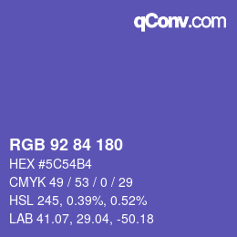 Code couleur: RGB 92 84 180 | qconv.com