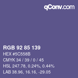 カラーコード: RGB 92 85 139 | qconv.com