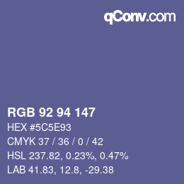 カラーコード: RGB 92 94 147 | qconv.com