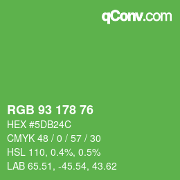 カラーコード: RGB 93 178 76 | qconv.com