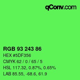 Color code: RGB 93 243 86 | qconv.com