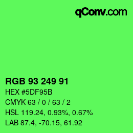 Code couleur: RGB 93 249 91 | qconv.com