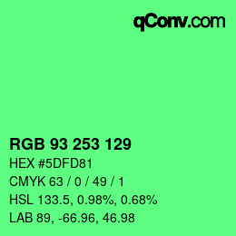 Color code: RGB 93 253 129 | qconv.com