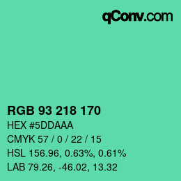 Code couleur: RGB 93 218 170 | qconv.com